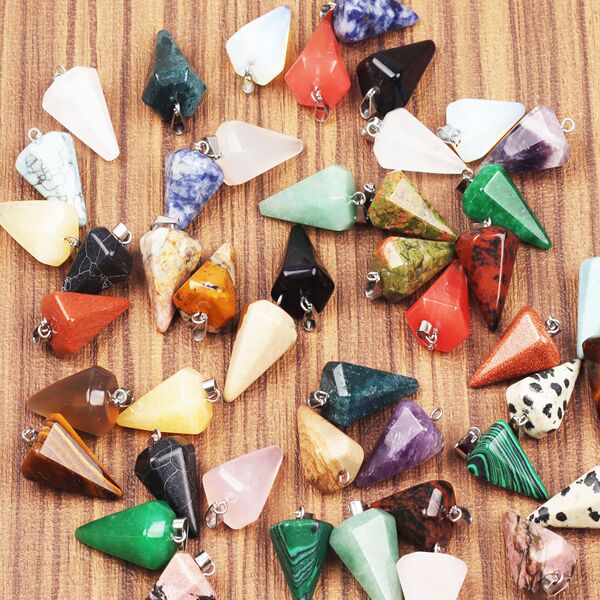 Organic agate hexagonal pendant