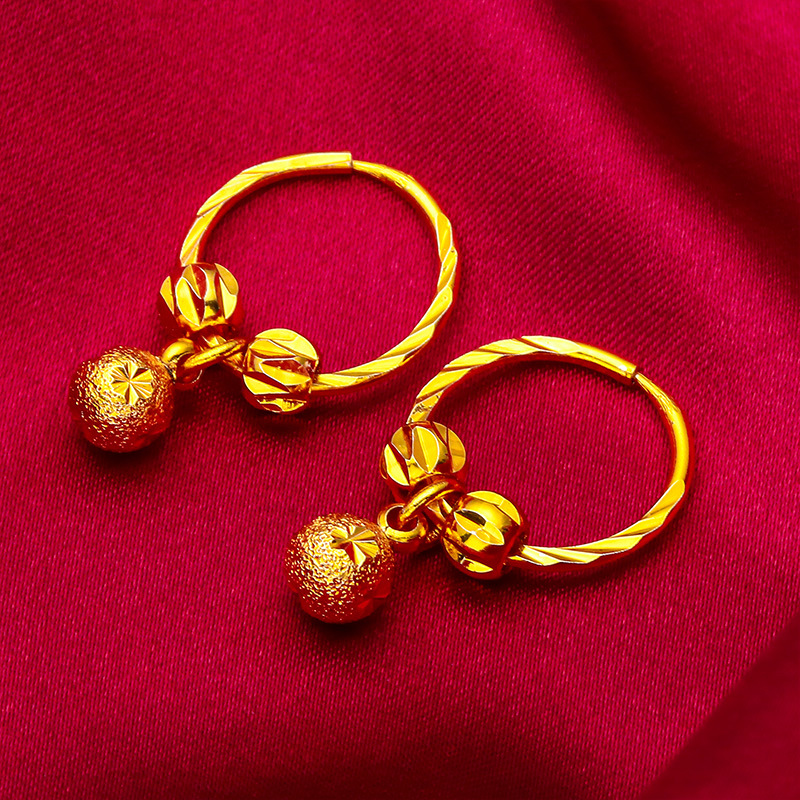2023 New beads earrings for women Vietnam sand gold Women's frosted beads earrings wholesale earrings beads