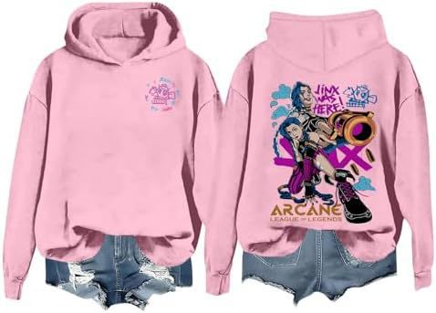 DLDXJQTPL Jinx Was Here Women Hoodie Jinx Arcane Figure