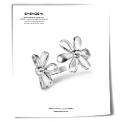 Korean-inspired Insta-style niche design cute daisy floral sweet cool aloof style non-fading open silver ring accessory