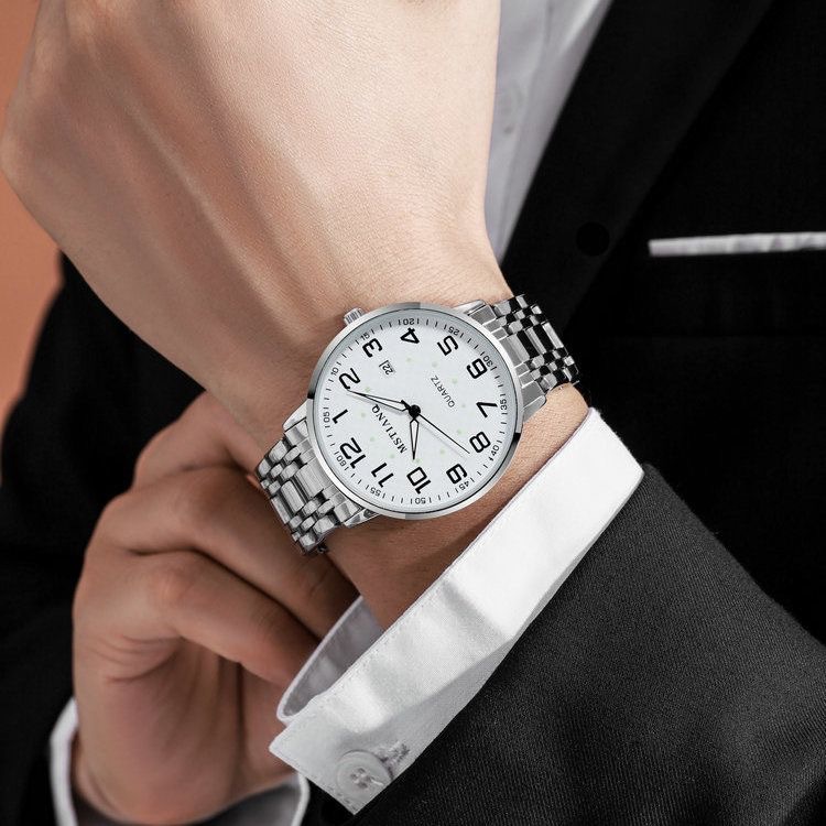 Steel band calendar small white plate