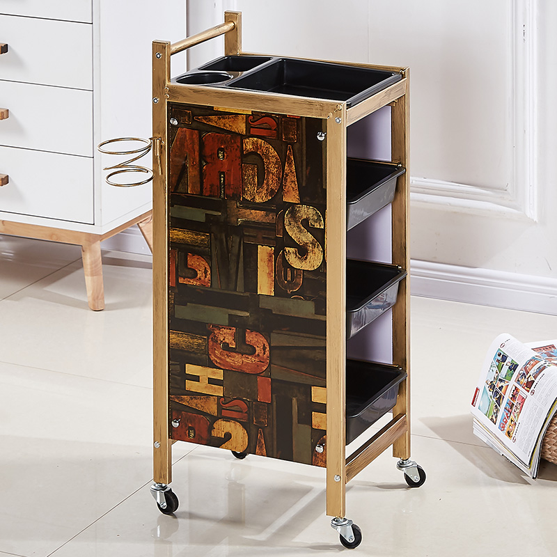 レトロ理髪カートヘアサロントロリーバーバー理髪店パーマ染料ツールカート美容トロリー