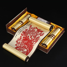 剪纸挂画丝绸装饰画中国风特色礼品送老外出国小礼物手工艺品卷轴