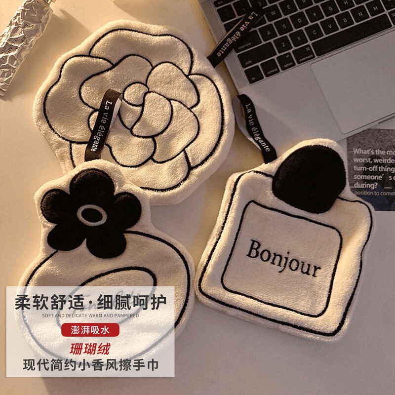 French flower towel thickened absorbent towel hanging coral fleece soft quick-drying handkerchief factory wholesale