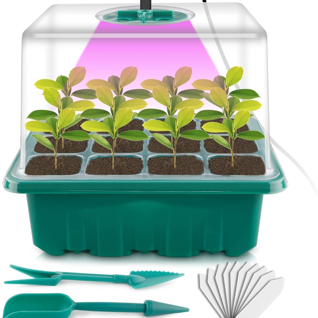 Actualizado espectro completo profesional 8 lámpara redonda plántulas + 12 Agujeros 4 traje de alta cubierta de plántulas olla