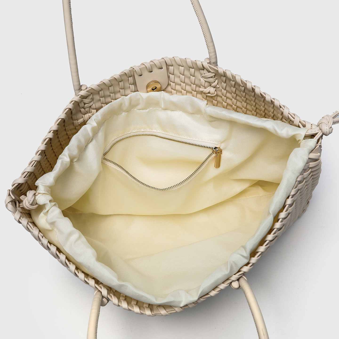 Woven Tote Bag Solid Colour Retro Casual Shoulder Crossbody Bag_voghion.com