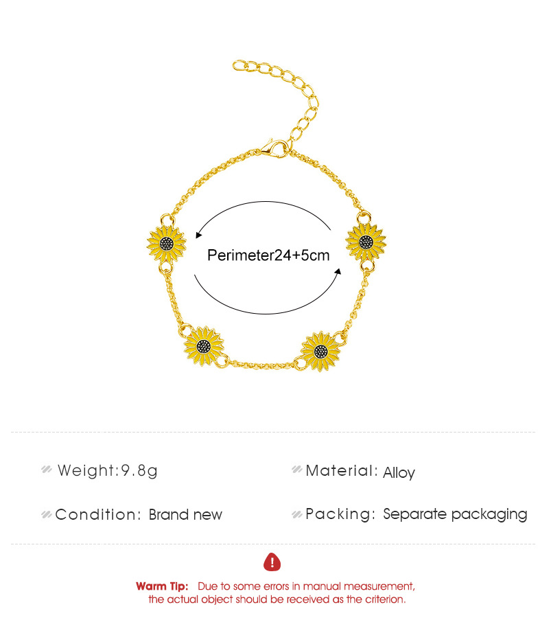 European And American New Oil Dripping Sunflower Beach Anklet Creative Personalized Fashion Sunflower Flower Little Daisy Anklet For Women display picture 2