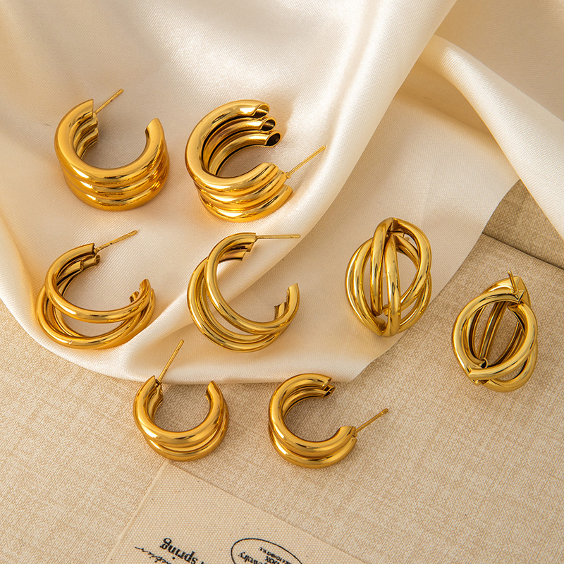 Simple Style Style 1 Pair Simple Style Geometric Heart Shape Plating 304 Stainless Steel Drop Earrings Ear Studs