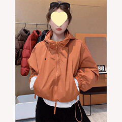 短外套女小个子2025秋季新款连帽百搭宽松下摆抽绳潮休闲