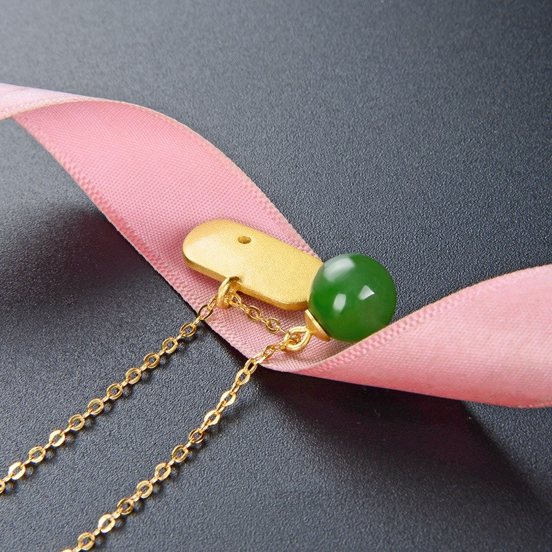 S925 plata esterlina Etiqueta De Oro Hetian Jade colgante collar de las mujeres de luz personalizada de moda de lujo del todo-fósforo Cadena de clavícula