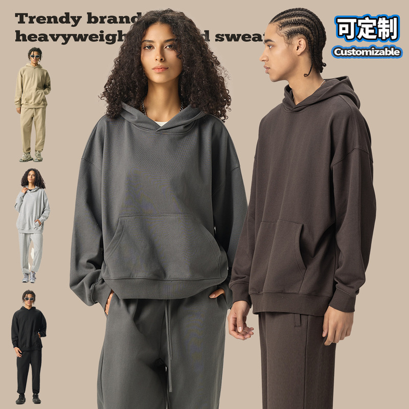 Rs Men's Clothing | Heavy Weight 400g Terry Hoodie Men's Sweatshirt Cross-Border American High Street Fashion Brand Hooded Sweatshirt for Men