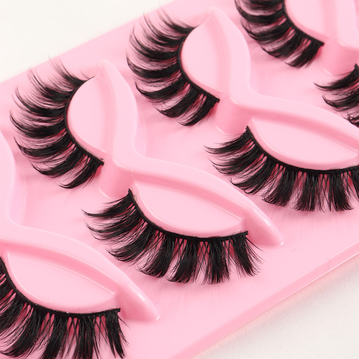 Nuevos productos 5 pares de ojos de gato, pestañas de zorro, pestañas falsas de estilo antiguo inclinadas, pestañas naturales, curvas gruesas, ojos de zorro, simulación