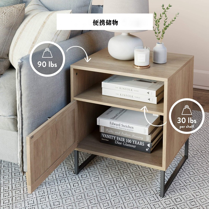 Mesita de noche de estilo nórdico japonés, armario de almacenamiento para apartamentos pequeños, pequeño armario para revistas, armario lateral de ratán para sala de estar.