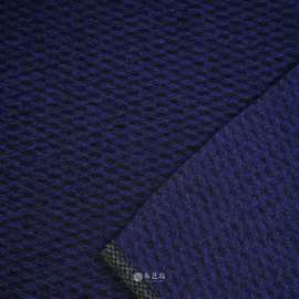 秋冬深蓝黑色混色短顺毛羊毛羊绒布料西装大衣外套做衣服面料A