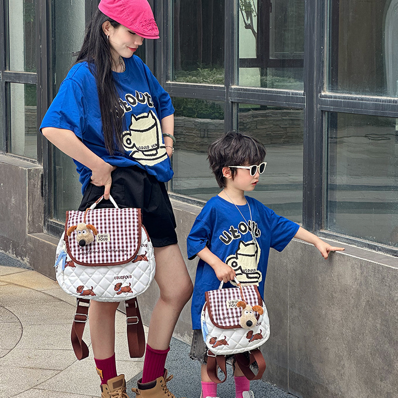 Escuela de jardín de infantes Escuela de escuela primaria Mochila de dibujos animados lindo cachorro para padres e hijos 2025 Nuevo estilo con colgante Mochila para niños