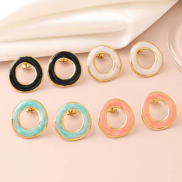 Hot-Selling European and American Popular Items, High-End Small Circle Earrings, Niche Exquisite Colorful Earrings, Hypoallergenic Jewelry