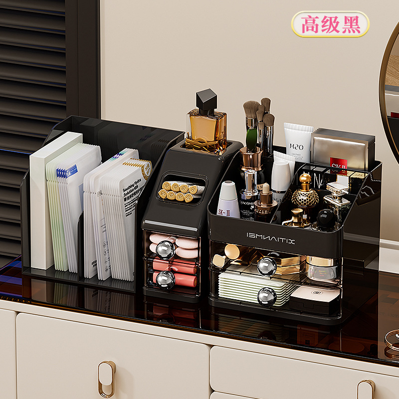 Caja de almacenamiento de cosméticos, escritorio, caja de almacenamiento de alta calidad, tocador de gran capacidad, productos para el cuidado de la piel, máscara de lápiz labial, estante de almacenamiento