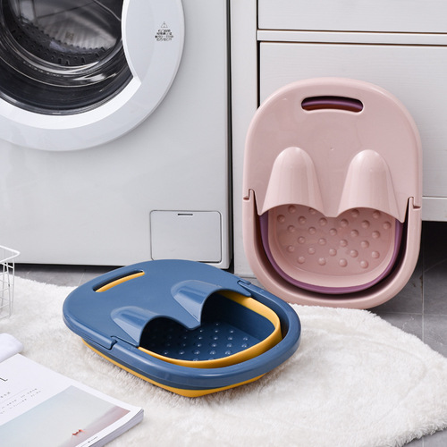  New Children's Foldable Foot Bath Tub Plastic with Lid and Handle Foot Soaking Basin Massage Foldable Foot Bath Tub for Girls