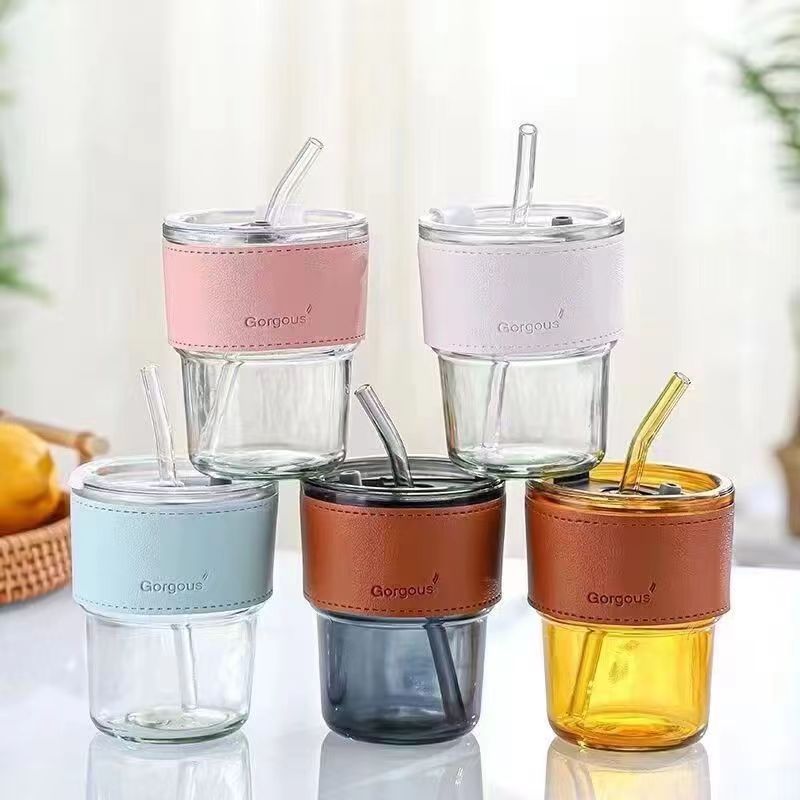 卸売り竹節カップガラスinsストローカップ高颜値コーヒーカップカップル水牛乳カップファッション|undefined