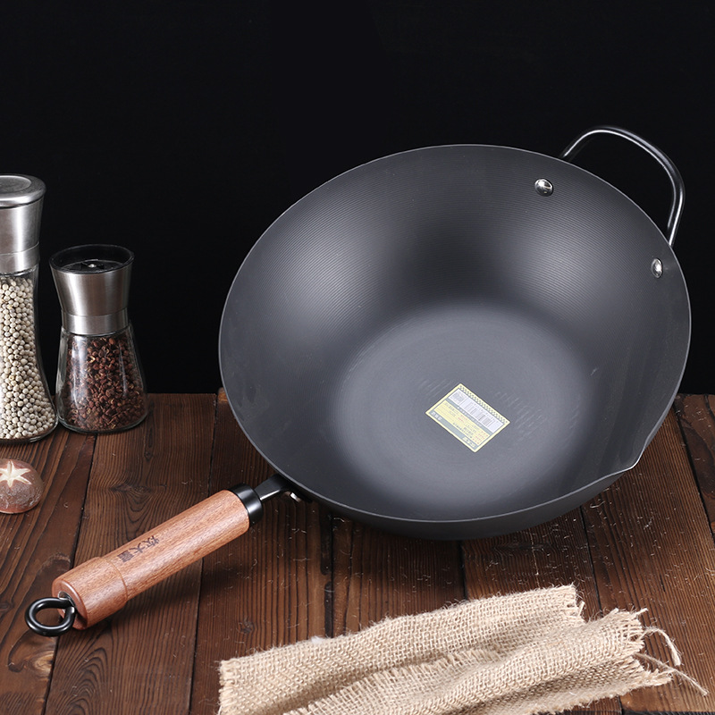 Cocina rey hierro wok hogar wok no recubierto estufa de gas plana Cocina de Inducción especial hierro Polo olla de hierro