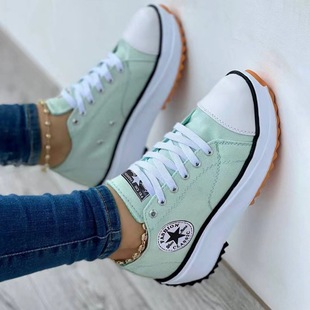 Foreign trade new 2022 spring round-headed canvas shoes low-top thick-soled shoes spot independent station AliExpress Amazon
