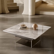 意式极简亚克力大理石茶几轻奢酒店设计师方形现代简约客厅茶几