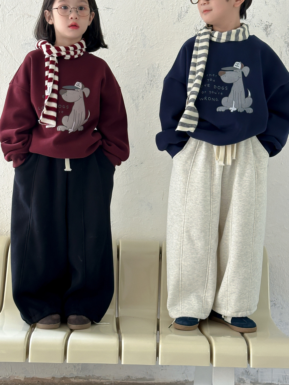 Winter solid color warm children's trousers for boys for leisure