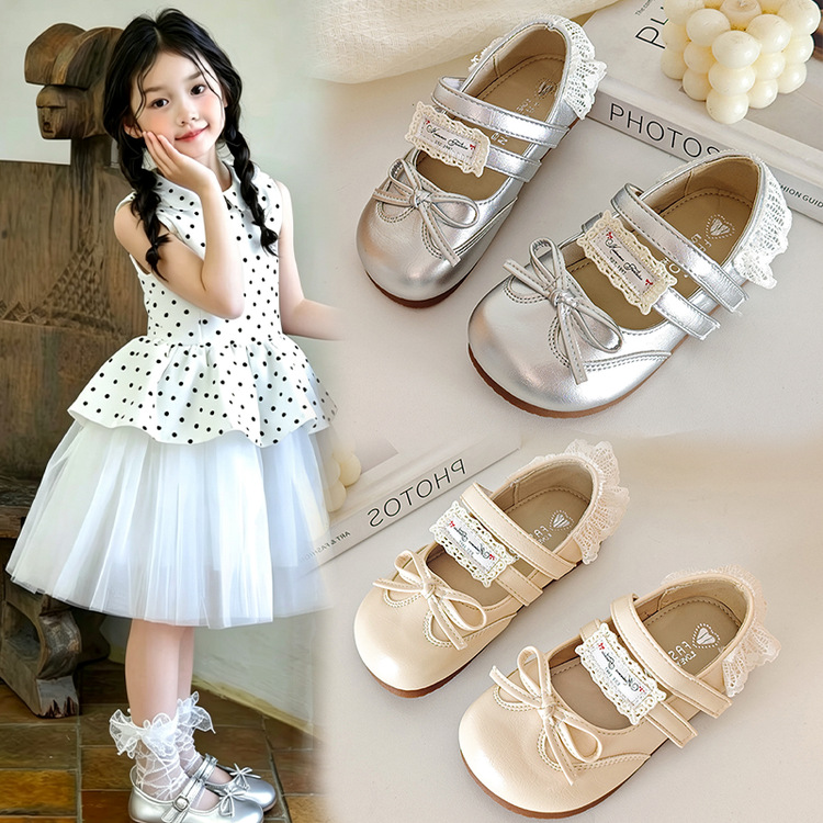 Chica superficial Marizhen zapatos primavera y otoño 2026 nuevo arco infantil dulce zapatos de cuero pequeños zapatos Lefour