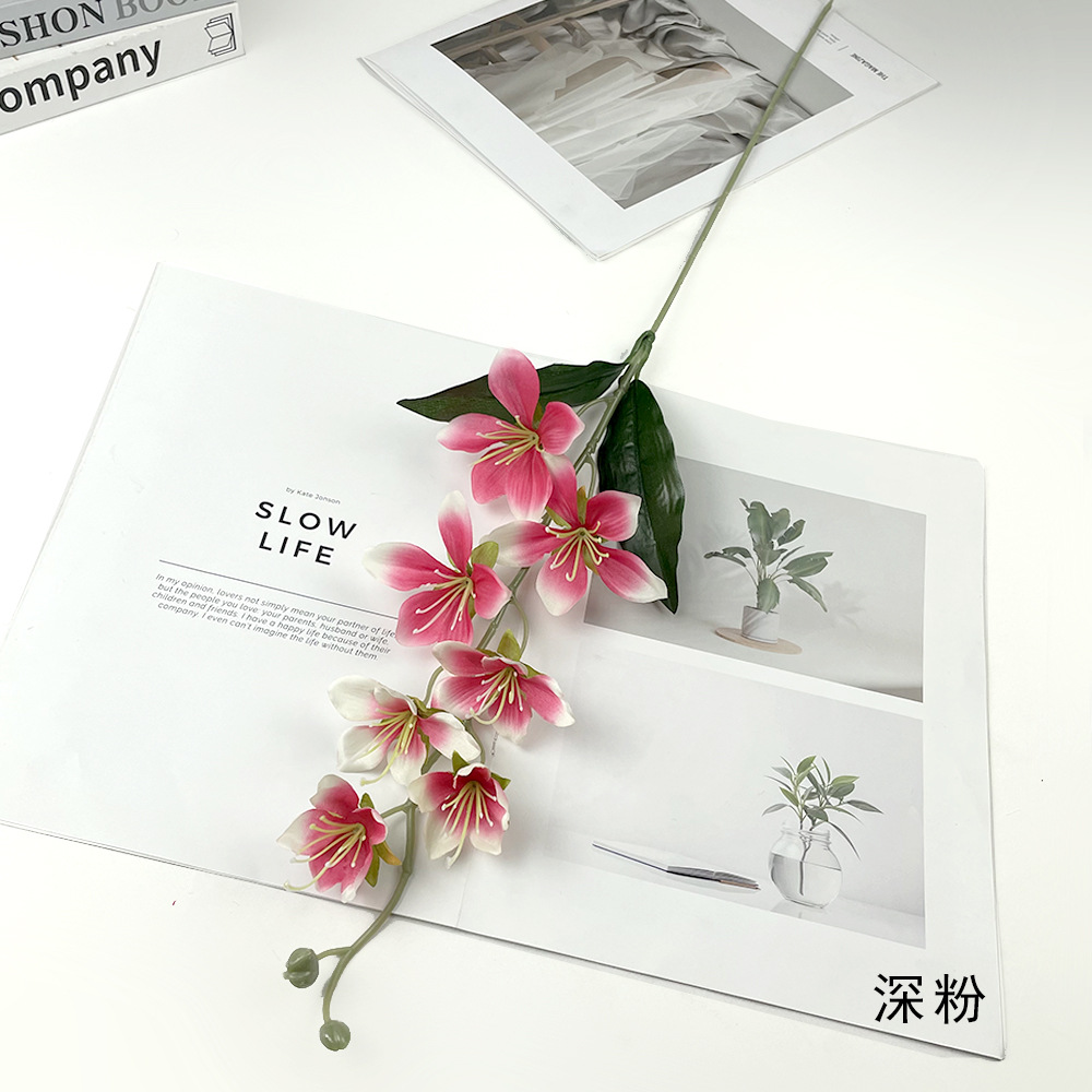 7 flores falsas de magnolia de rama única sala de bodas decorativa floral decoración de la mesa del hogar accesorios