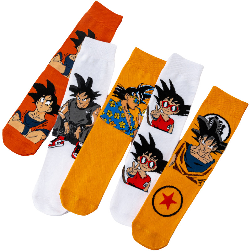 Four Seasons Anime Dragon Ball Calcetines de moda Calcetines para hombres Dragon Ball para hombres Fabricantes de algodón para mujeres Fabricante de Sun Wukong Calcetines de comercio exterior de tubo medio