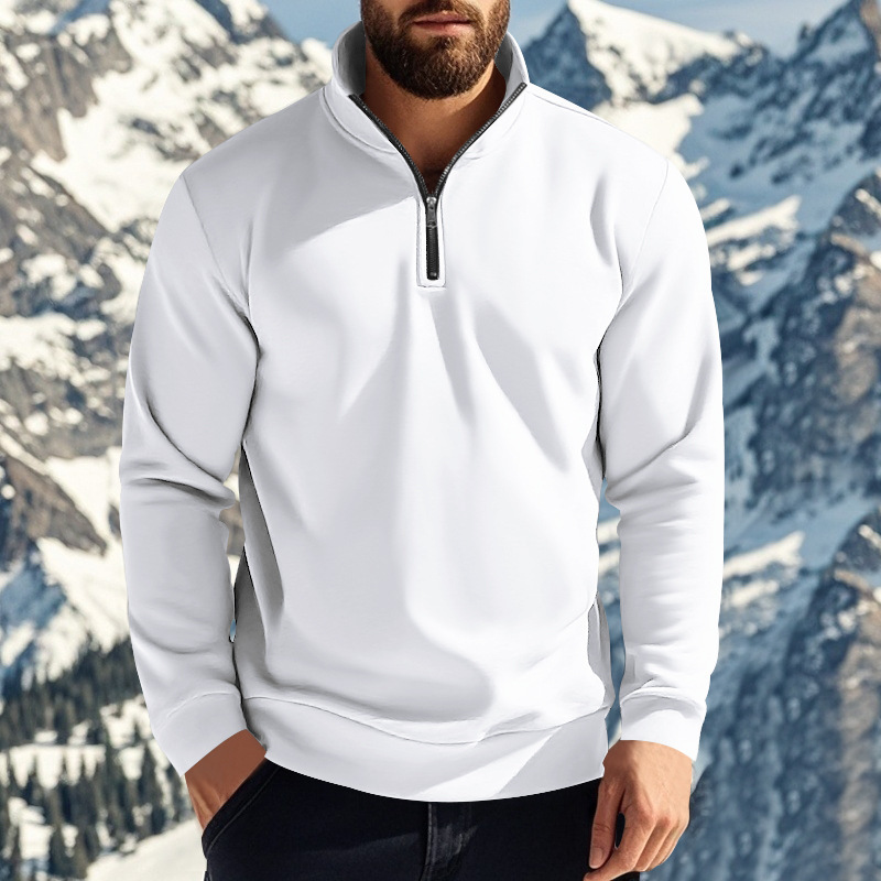 Sweatshirt homme en molleton avec col zippé hiver automne_voghion.com