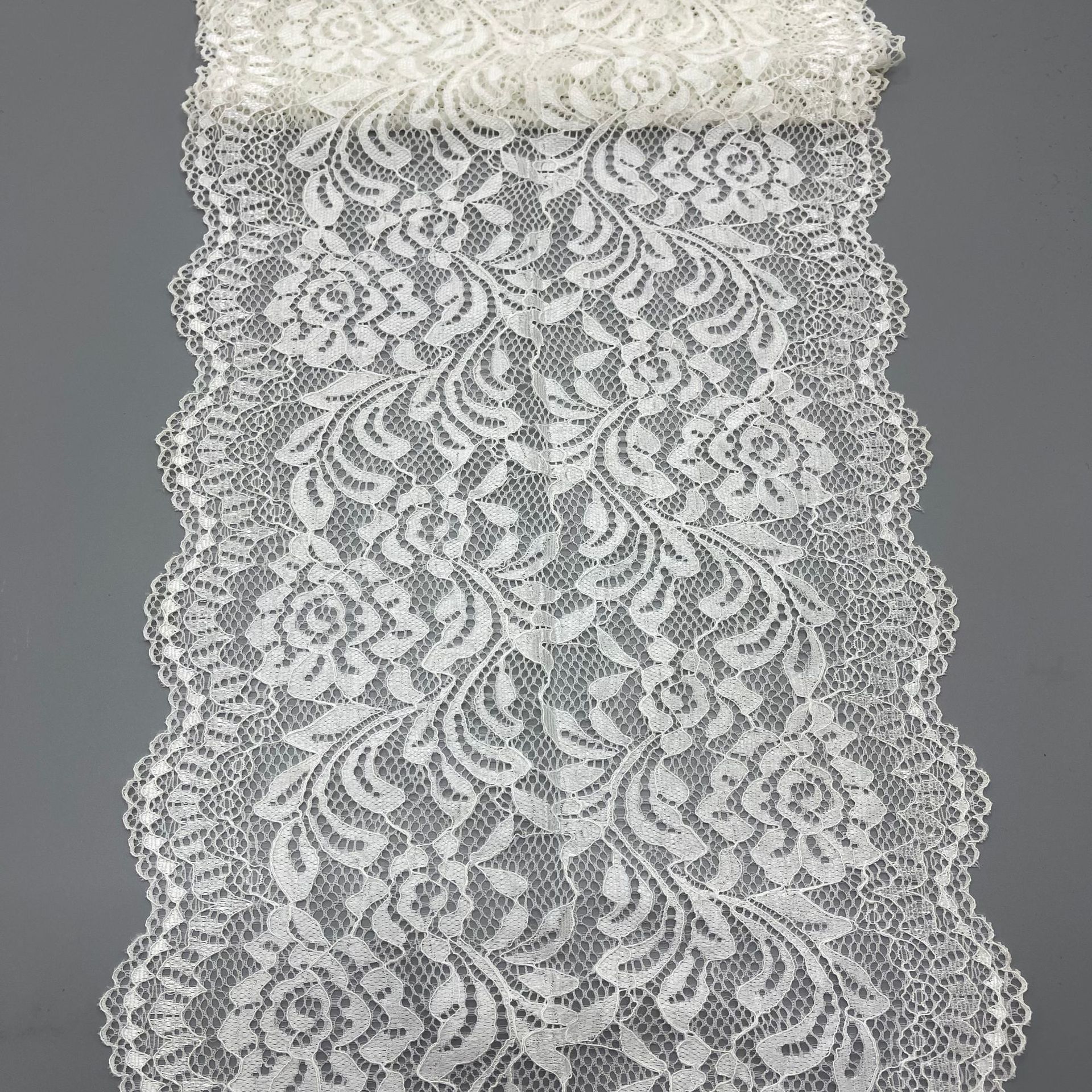 21CM镂空白色弹力蕾丝花边 锦纶婚纱辅料装饰花边 DIY制作