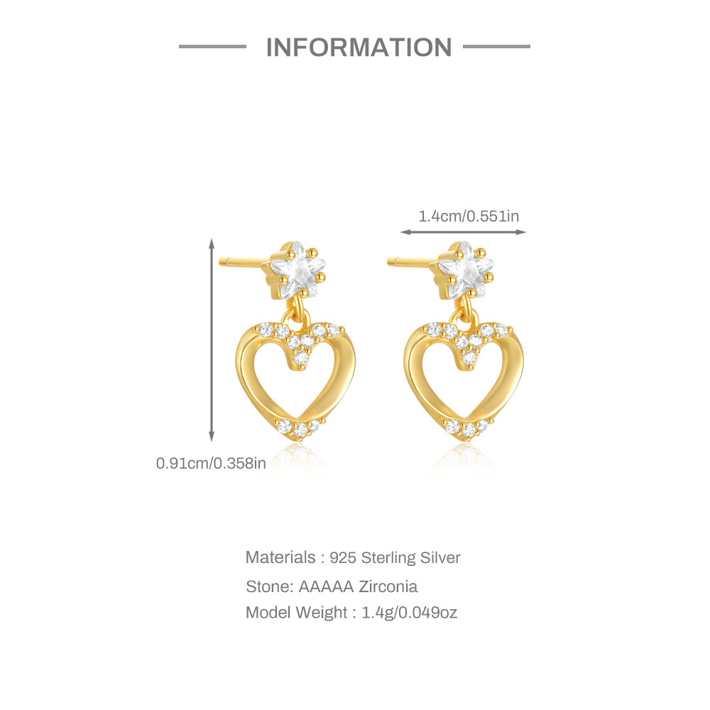 1g Weight 925 Sterling Silver Ear Needle Material Zircon Inlay Material Drop Earrings Classification 1 Pair Quantity Daily Occasion 925 Sterling Silver Material Heart Shape, Flower Pattern All Seasons Season Women's Gender Polished Finish Plating Design Simple Style Style 1 Pair 925 Sterling Silver Zircon 925 Sterling Silver Earrings Heart Shape Flower Drop Earrings 3