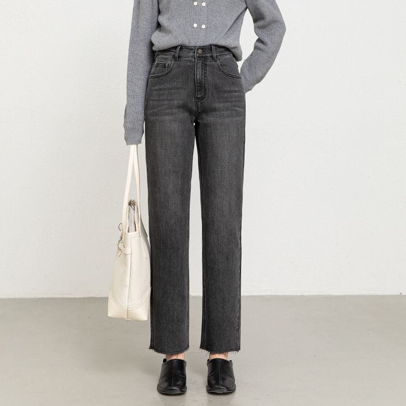 If Four-Way Stretch ジーンズ レディース 9点ストレート 2025秋新作 ハイウエスト スリム エッジ シガレットパンツ 8136