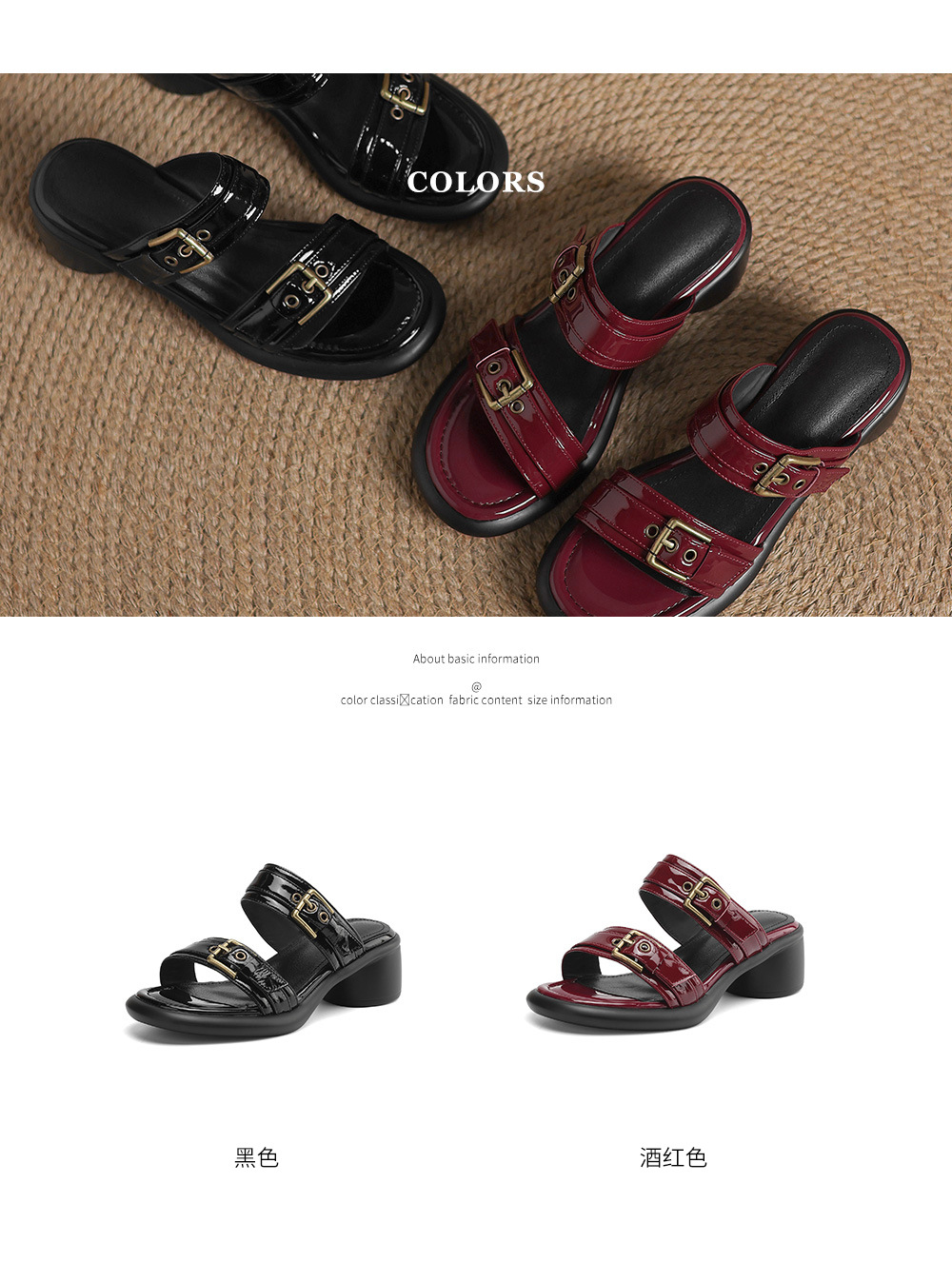 Sandal cao gót nữ hở mũi quai ngang khóa thắt lưng, đế dày mùa hè — đen chi tiết 5