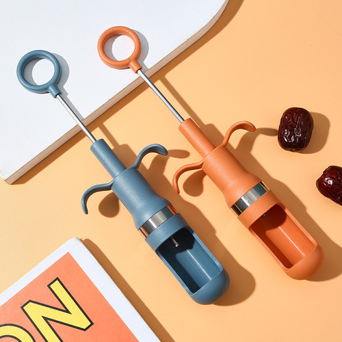 New jujube cherry pit remover, kitchen syringe press type quick pit remover, plastic coring and seed remover