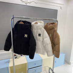 MLB张凌赫同款冬季男女中大儿童NY学院风连帽羽绒服外套亲子装潮