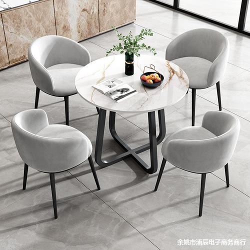 G3YN Minimalist Round Marble Showroom Conference Table Chair Set for Real Estate Office Meeting Table, Luxury Negotiation Reception for Multiple People