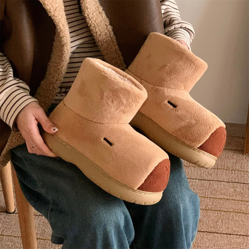 可爱卡皮巴拉ins时尚中筒棉靴子厚底女户外穿卡通保暖雪地靴冬季|undefined