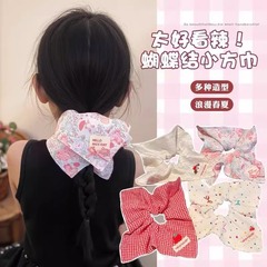 儿童蝴蝶结方巾大肠发圈女童2025新款扎马尾发绳女公主丸子头头饰