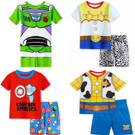 夏装半袖玩具总动员Toy Story胡迪巴斯光年儿童短袖t恤家居服套装