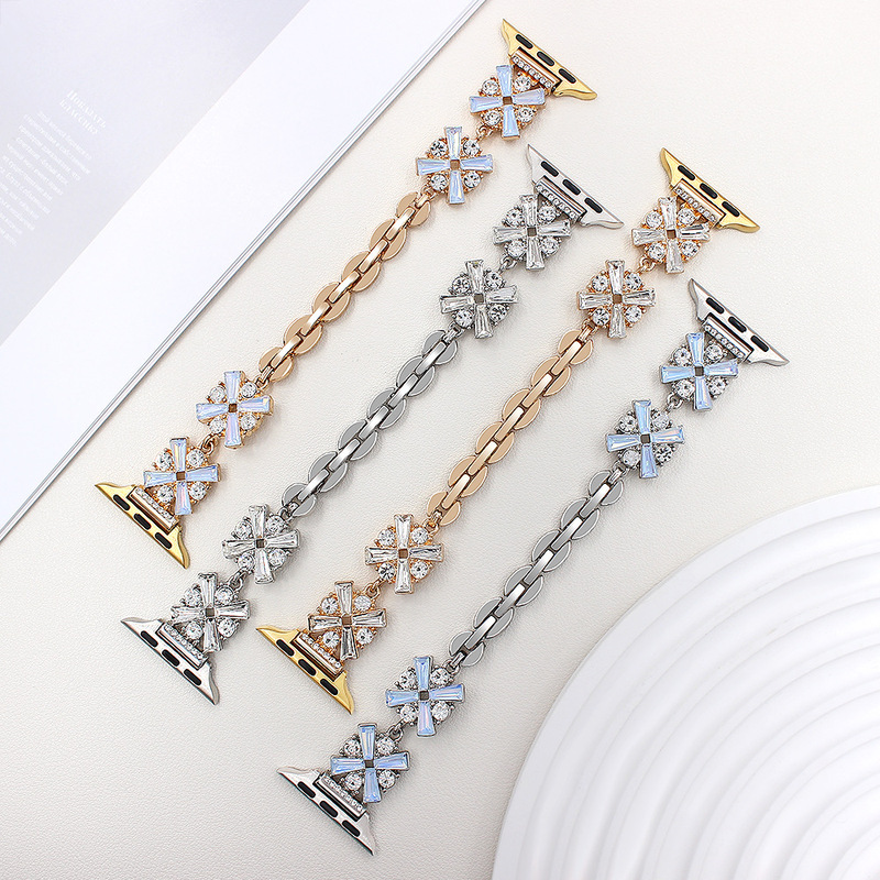 Big Sale Suitable for Apple Watch Steel Strap Iwatch45678/Se Generation Watch Strap New Bracelet Water Diamond Strap