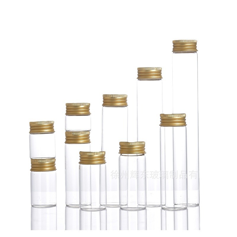 Botella de control de borosilicato alto al por mayor diámetro 30mm cabeza de tornillo botella de vidrio con tapa de aluminio dorado botella de embalaje cilíndrica botella sellada image 6