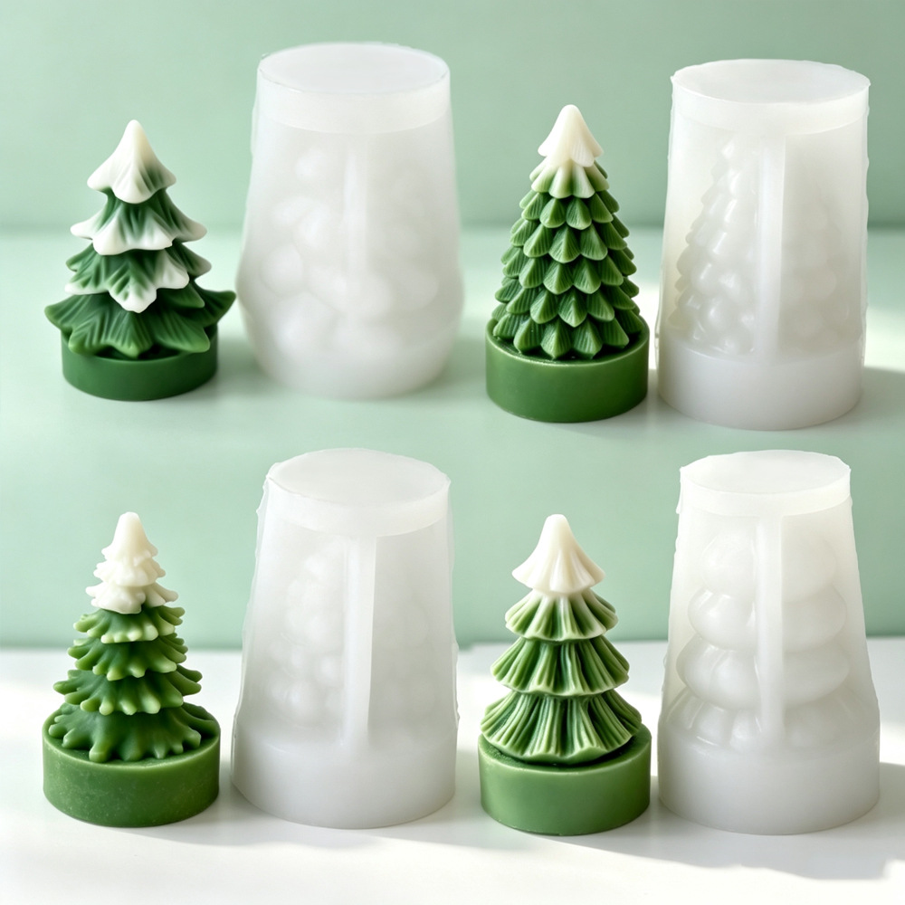 4 types of 3D Christmas tree silicone molds, Christmas decorations, handmade Christmas-shaped molds for plaster diffuser stones