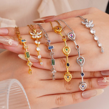 项链女欧美时尚锆石流苏蝴蝶吊坠轻奢高级感小众气质精致百搭颈链