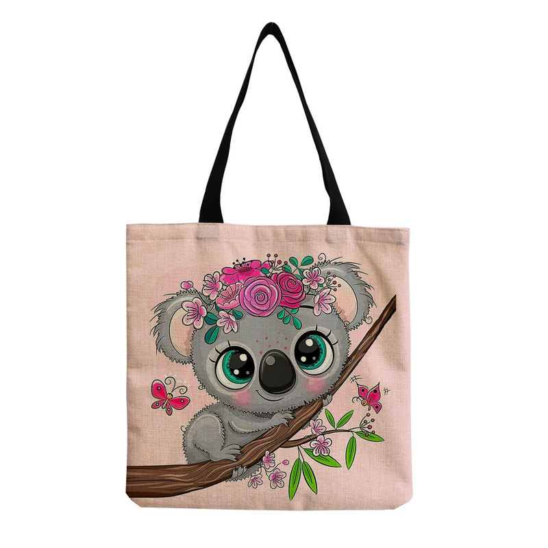 Manufacturer Supplies Koala Printed Handbags, Fashionable and Simple Tote Bags That Can Be Printed with Logos, Practical and Lightweight Shoulder Bags
