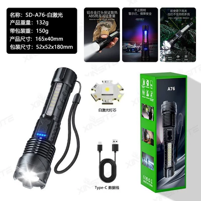 Lighting Flashlight, UV fənərlər - a76-white-laser-aluminum-head-built-in-1500-ma-wiring