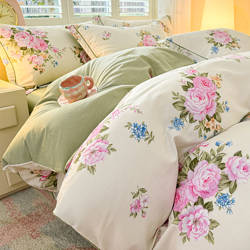 Cama de algodón fresca pequeña de cuatro piezas de algodón puro Xinjiang 2025 nueva funda de edredón sábana ropa de cama de tres piezas