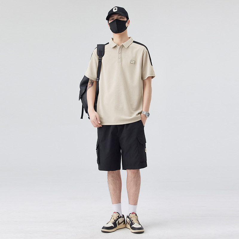 Transmisión en vivo explosión de verano nuevo hombre polo camiseta de manga corta camiseta de protección solar 7A marca de moda antibacteriana y media