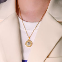 不锈钢304项链18K金色复古蛋形吊坠百搭设计感男女同款精致时尚